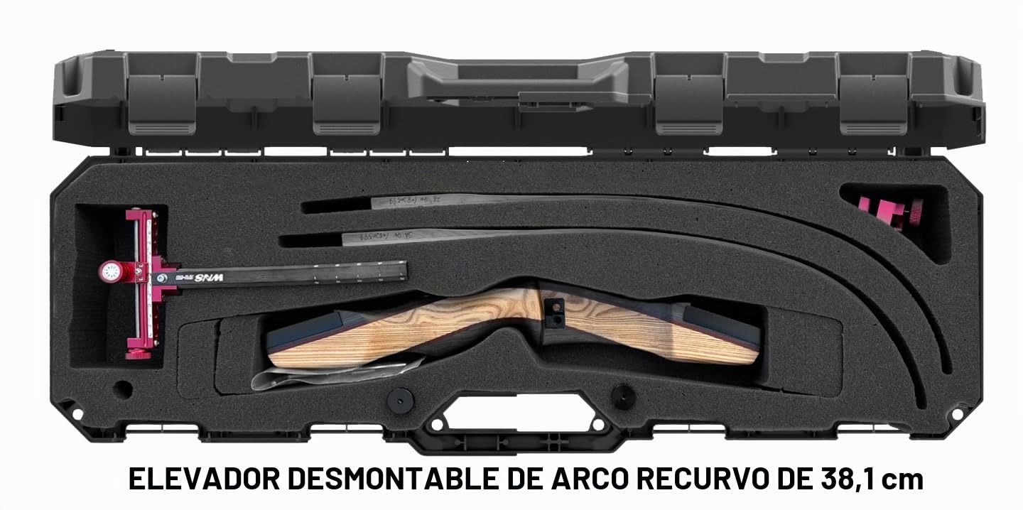 MTM BC34TD Takedown - Estuche para arco recurvo, almacenamiento con cerradura, funda rígida aprobada por aerolíneas, sostiene 16 flechas, para un objetivo o configuración de arco de caza, fabricado en
