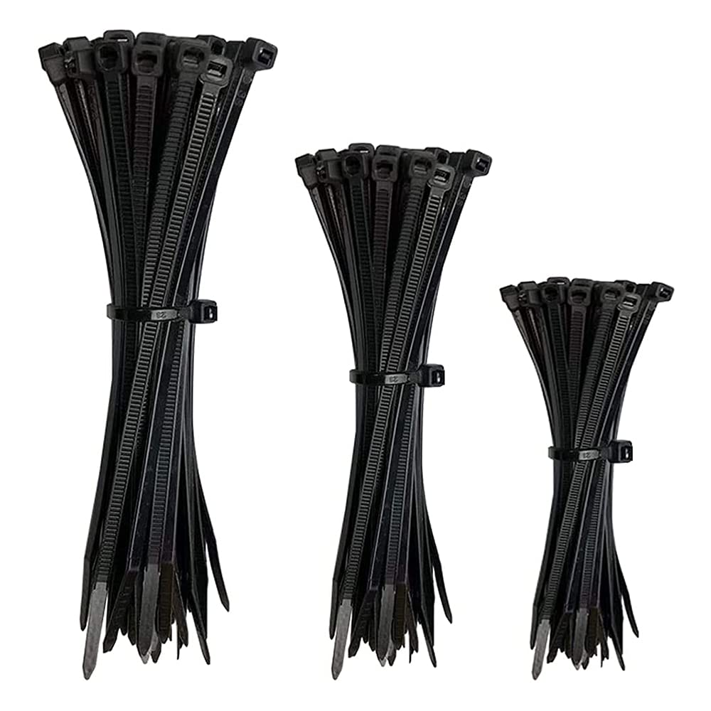 Kcvzitrds Black 600 Pack Cable Ties 3.6Mm Strong Nylon Zip Ties Wraps Heavy Duty Plastic Assorted In Sizes 100Mm/150Mm/200Mm