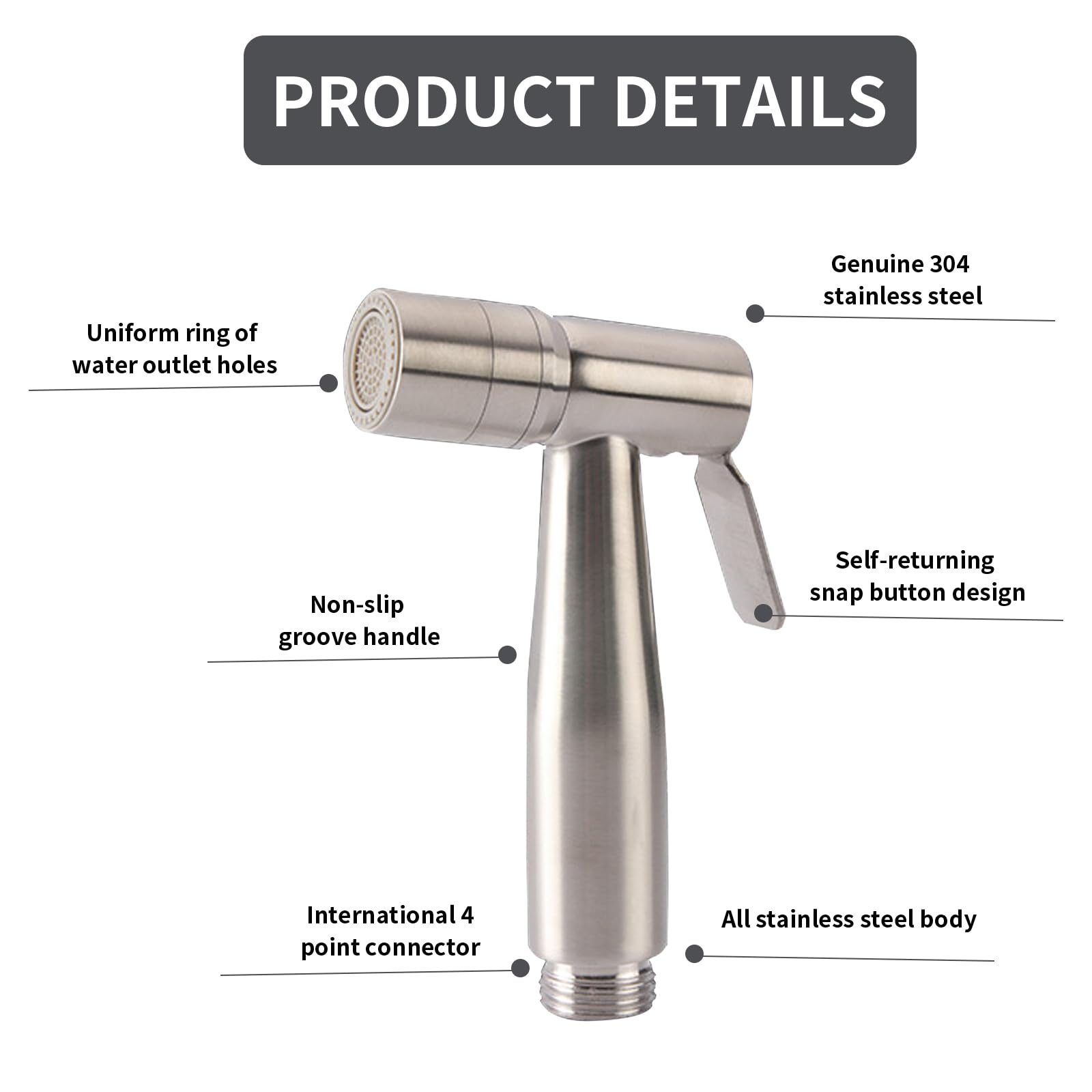 Bidet in acciaio inox, doccia musulmana in acciaio inox e kit spray per pannolini per bambini, spruzzatore per WC con doppia modalità