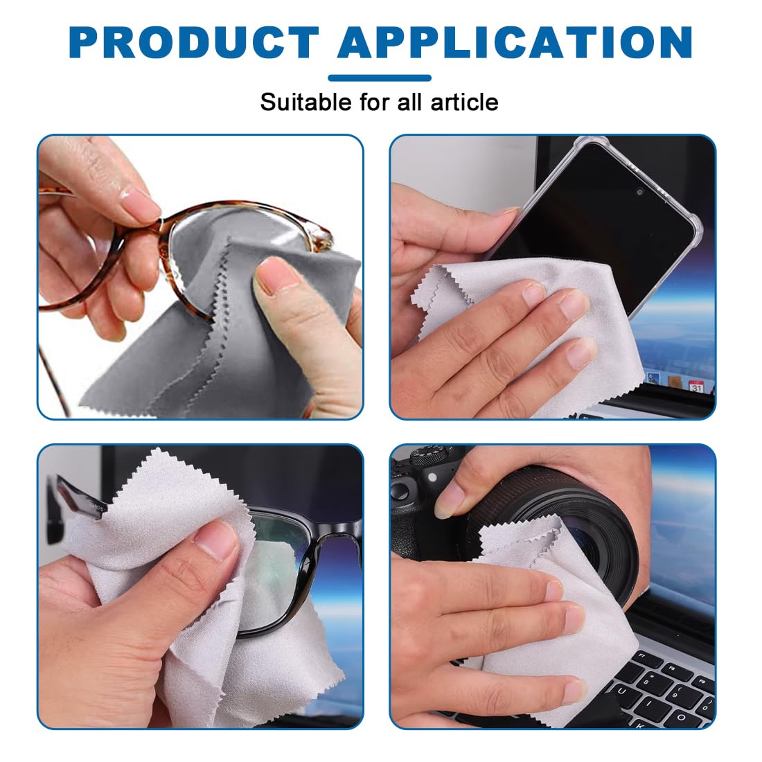 50 adatti Panni per pulire in Microfibra per pulire Occhiali, Lenti, Telecamere, iPad, iPhone, Tablet, Cellulari, Schermi LCD, Oggetti in Argento ed altre delicate