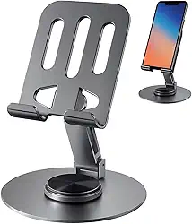 Suporte de Mesa para Celular e Tablet em Alumínio – Ajustável, Dobrável e Estável para Trabalho, Estudos e Lives