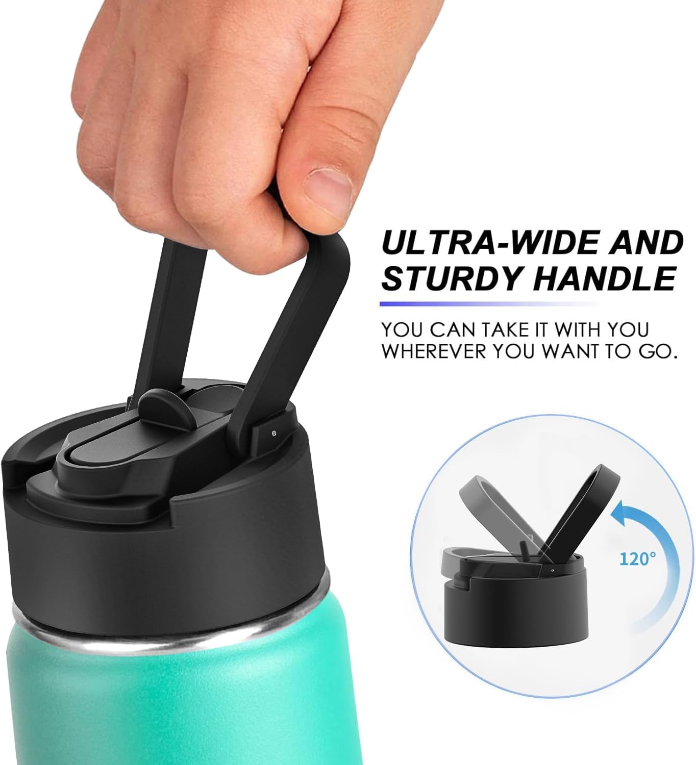 koodee Insulated Water Bottle 2 Pack Stainless Steel Double Wall Vacuum Wide Mouth Sports Water Bottle BPA Free-12 oz Small Water Bottle for School (Fuchsia Red-Teal) - Image 8