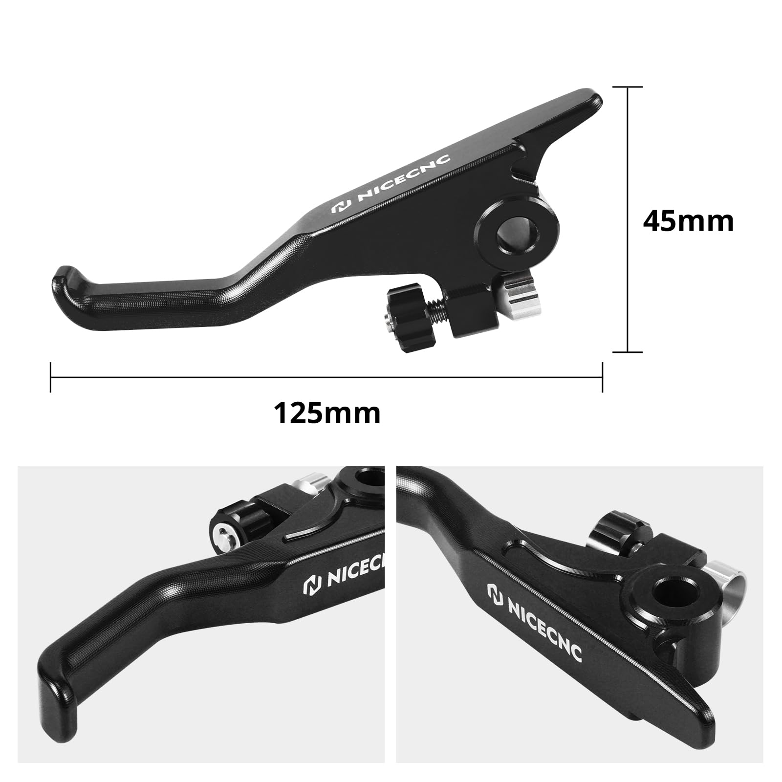 NICECNC Schwarzer Shorty-Bremshebel, Compatible with 125–450 XC/SX/XCF/SXF 2014–2025, Compatible with 125–501 TE/TC/FE/FC 2014–2015, Billet-Aluminium, Siehe Passform