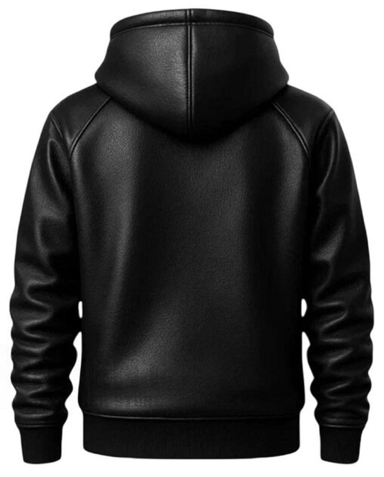 Sudadera con capucha de cuero negro de primera calidad para hombre, icónica chaqueta de Halloween con bolsillos canguro