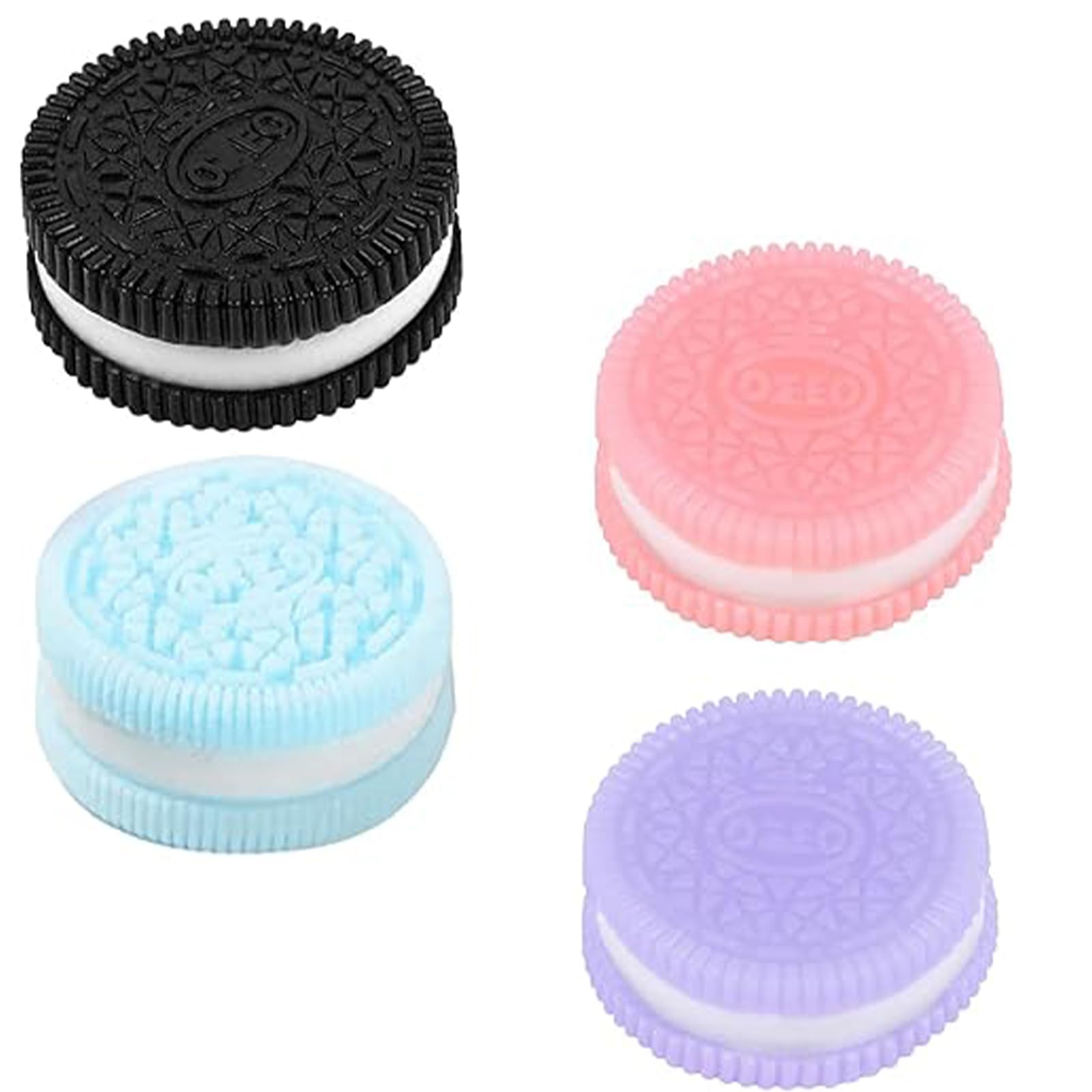 4 Pack Style Biscuit Squishy, Taba Squishy, Non-Toxic TPR Sensory Simulation for Anxiety Relief, Soft Squeeze Decompression for Kids and Adults (Black Pink Blue Purple)