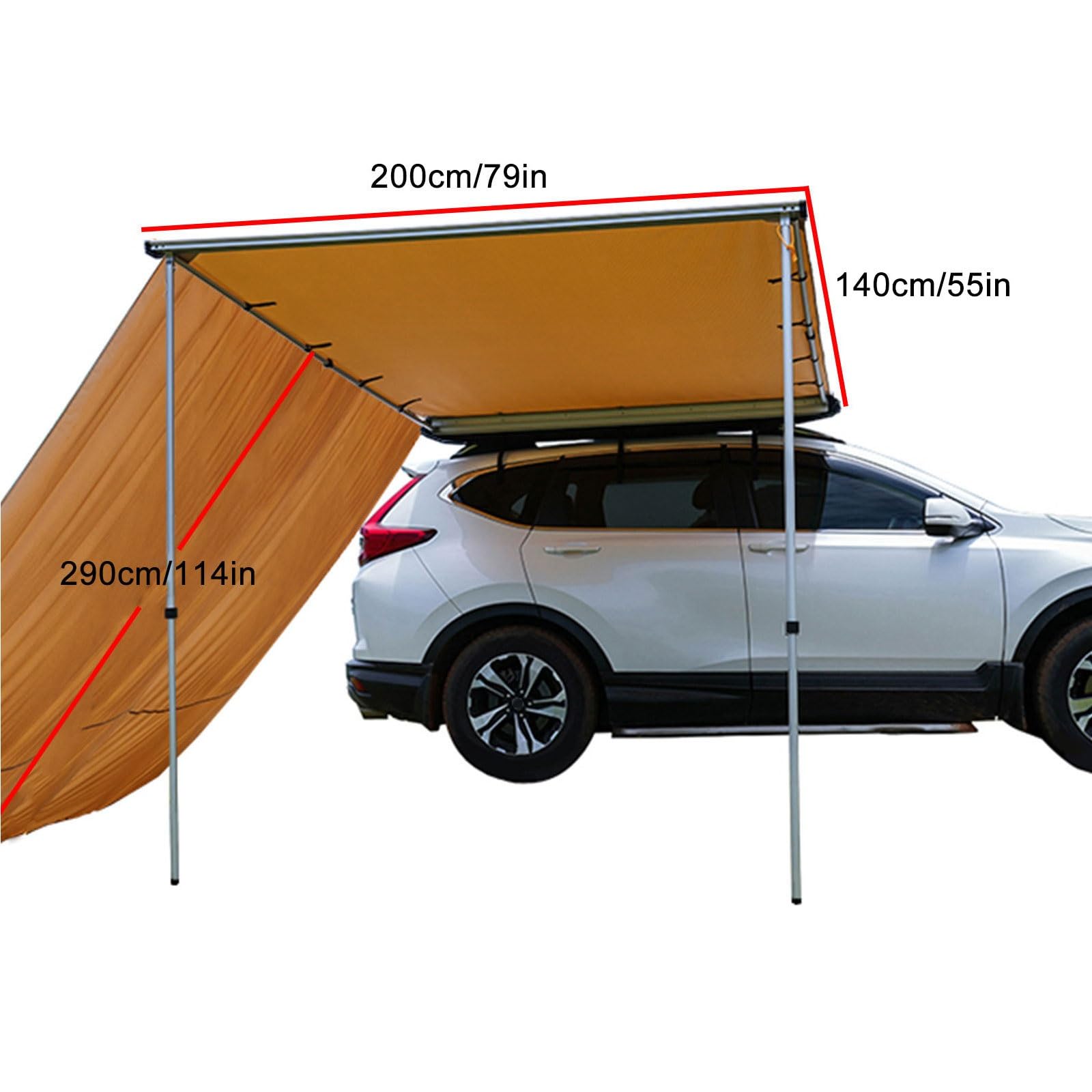 Tendalino Auto, Tendine Parasole Estraibili per Portapacchi, Tendalino Camper, Tendalino Laterale Retrattile Resistente alle Intemperie(140 * 200cm/55 * 79in)