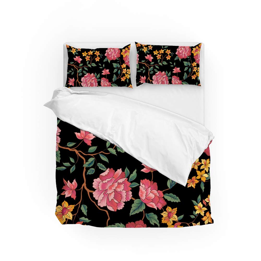 Housse de couette et 2 taies fleurs roses pour retrouver un sommeil serein