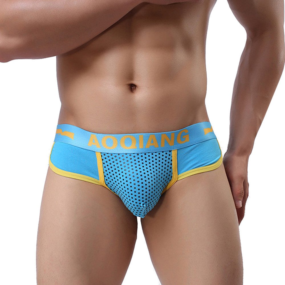 Generic Pouch Soft Briefs Underwear Bulge Mens Shorts Fashion Boxer Underpants Mens underwear Men Neon Sky Blue XL