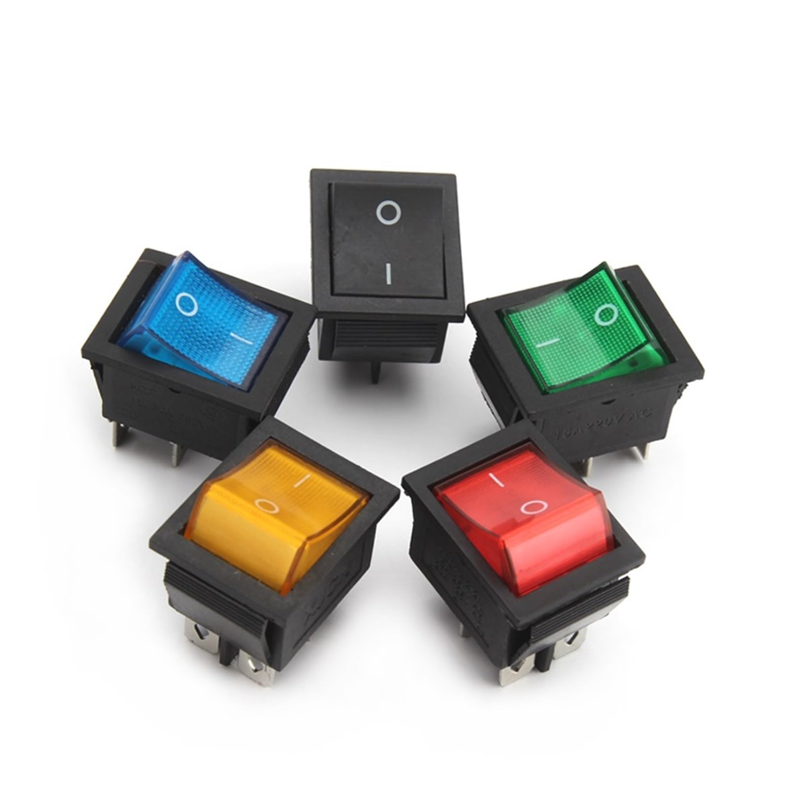 KCD4 tuimelschakelaar aan/uit-schakelaar 3 standen 6 pin elektrische uitrusting met lichtschakelaar 16A 250VAC / 20A 125VAC 1 stuk (kleur: groen, maat: ON-OFF-ON