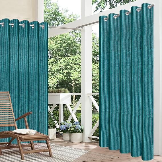 Image of FREDDO-PE 85% Indoor /Outdoor Sun Blocking Balcony Eyelet Curtains UV Protection, Sun Shading Light Filtering, Temperature Reducing for Window /Door (Dark Green Color | 4.5 X 9 Ft) Pack of 1 Piece