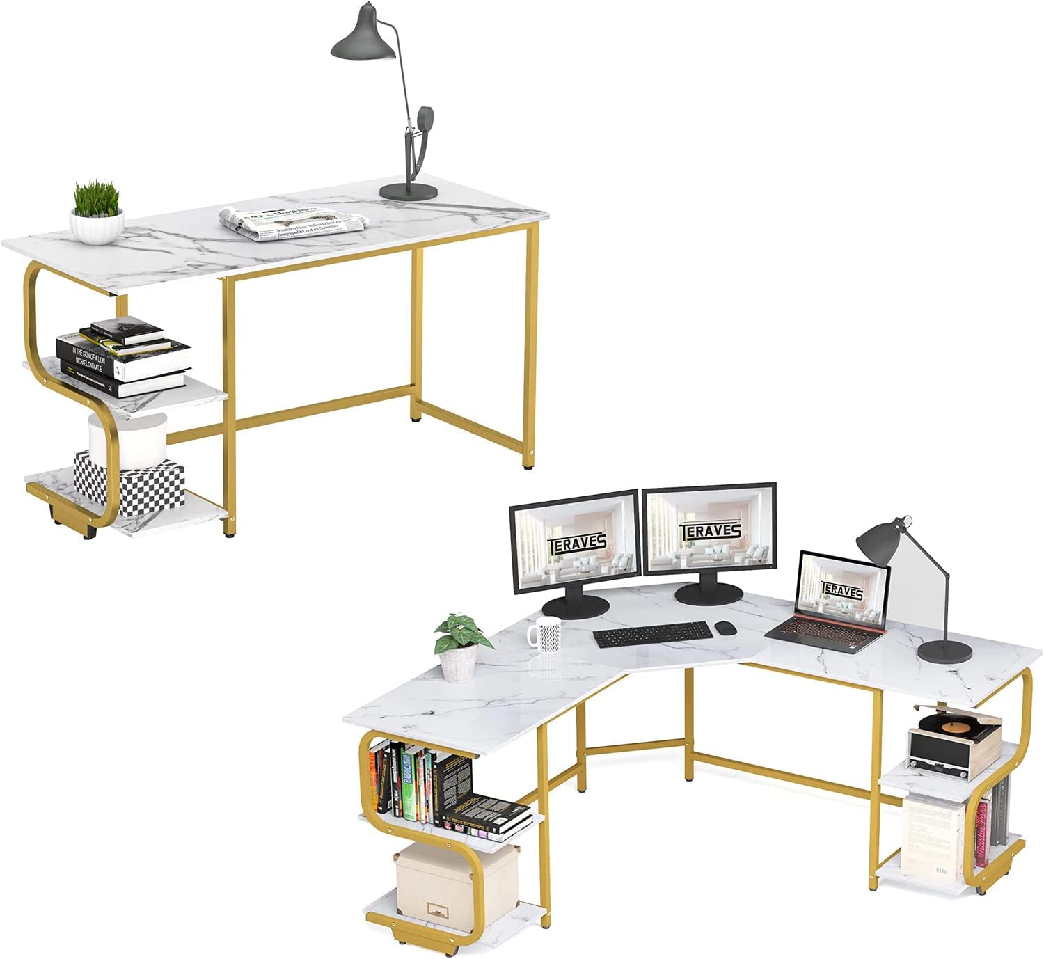 Teraves Reversible Computer Desk for Small Spaces with