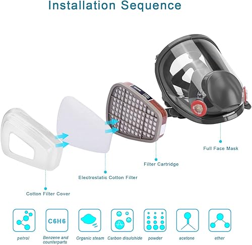 Miniatura 6 de Respirador reutilizable de gran tamaño 15 en 1, ampliamente utilizado en gas orgánico, pintura brillante, productos químicos, carpintería, igual que