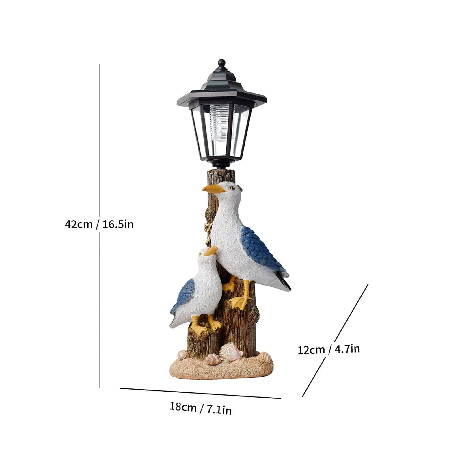 Adornos solares de jardín para exteriores, decoración de estatua de jardín, resina resistente a la intemperie, luz solar de gaviota para patio, césped, pasarela, para mamá, abuela y mujeres