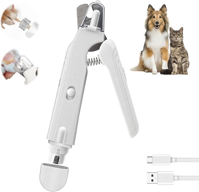 2-in-1 Cat Nail Clippers & Grinder with LED Light