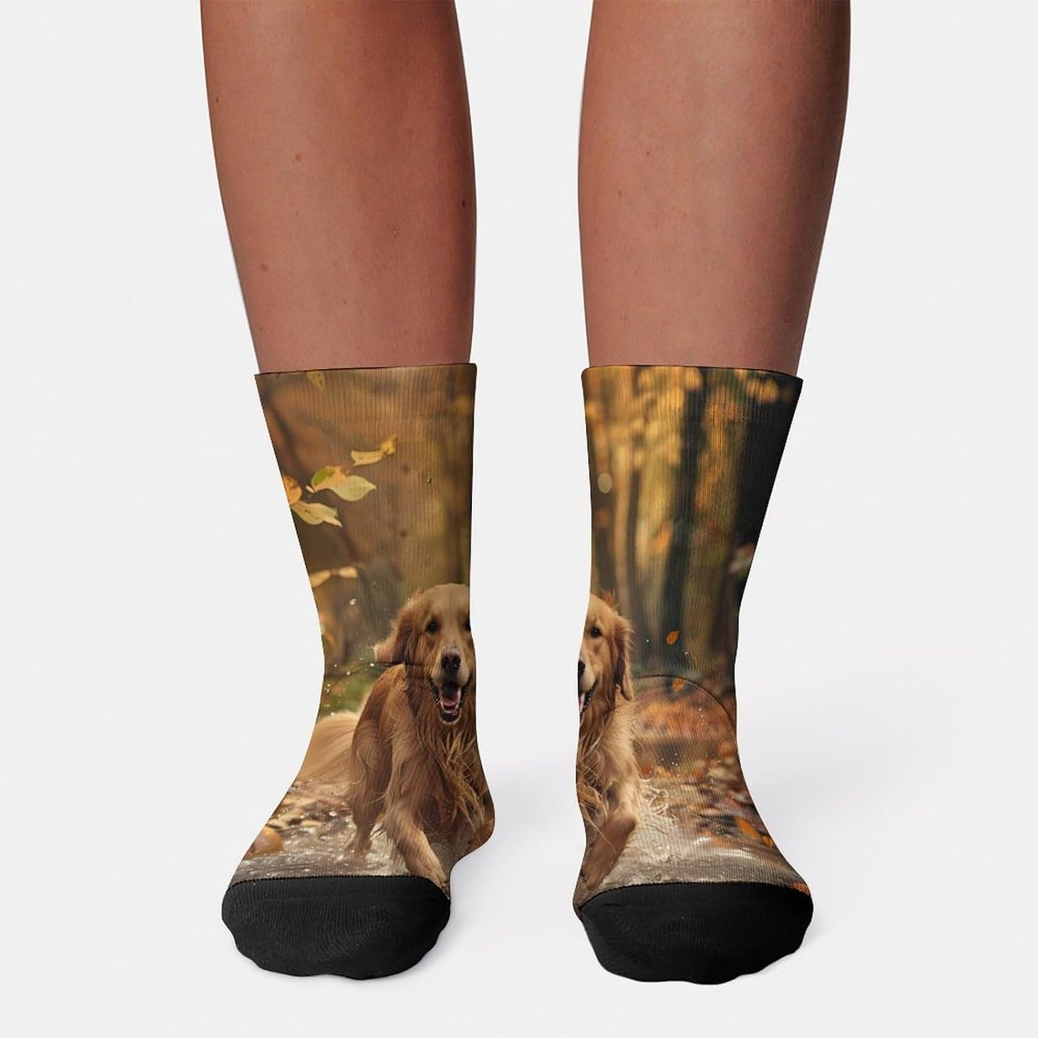 Pumpkin Thanksgiving Halloween Retriever Dog Knee High Socks Athletic Long Stockings Sport Casual Crew Tube Sock Boot 30cm