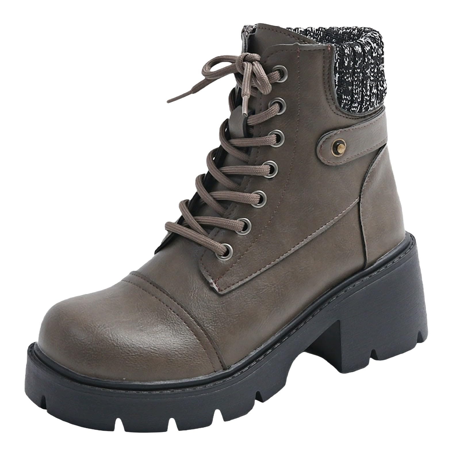 Genérico Botines Mujer Vestir con Cordones Plataforma Botas Punta Redonda Elegantes Zapatos Comodas Ligeros Caminar Bota Informales Antideslizantes Botin para Otoño Invierno Días Fríos y Uso Diario