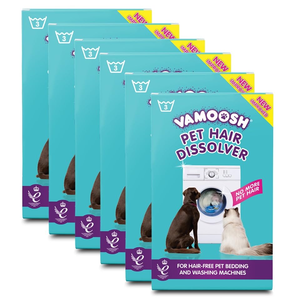 Vamoosh Pet Hair Dissolver | No Harmful Chemicals | Safe for Pets | Patented Pet Hair Dissolving Formula | Leaves no Residue | Removes Odor | Dissolves Dog, Cat & Animal Fur |100g (Pack of 18)