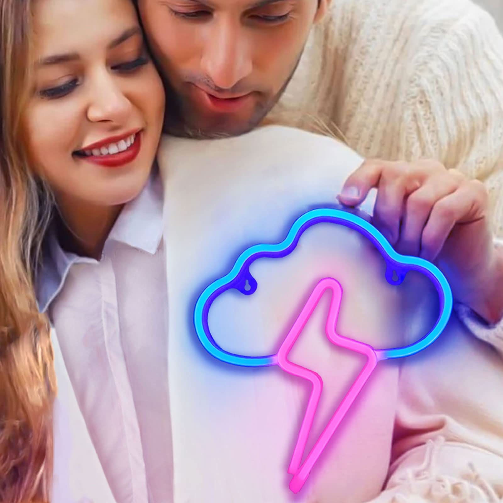 Insegna Al Neon Nube E Fulmine LED | Alimentazione USB O Batterie | Decorazione Camera, Feste, Regalo - Foto 10