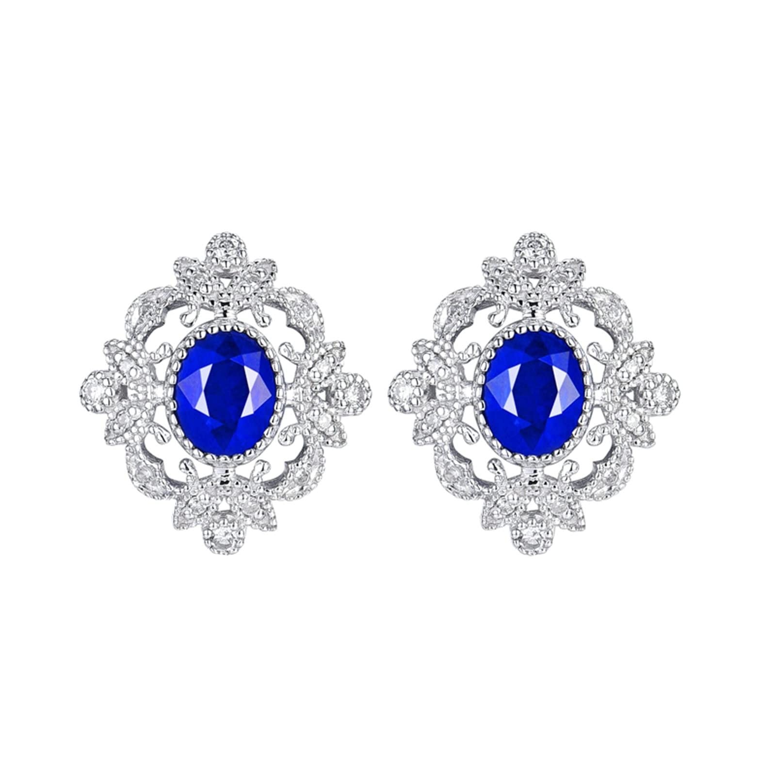 Pendientes colgantes de oro real de 18 quilates de oro blanco 750 de 0,84 quilates, diseño de zafiro con diseño hueco de diamante, oro de 18 quilates, colección de oro auténtico, Oro blanco de