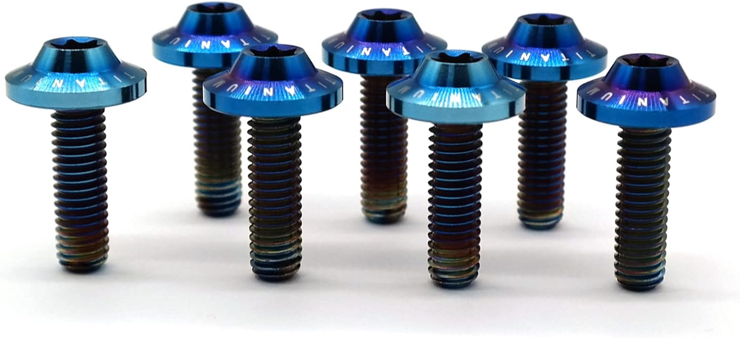 Front Brake Disc Rotors Mounting Bolts for BMW F700GS ABS 2013-2018, F800GS ABS 2009-2018, F800GS ADVENTURE ABS 2013-2018 Titanium Tapered Torx Screws M6x20 Blue 12 Pcs
