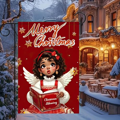 Image of BlissYard Christmas Angel Garden Flag 12x18 Inch Polyester