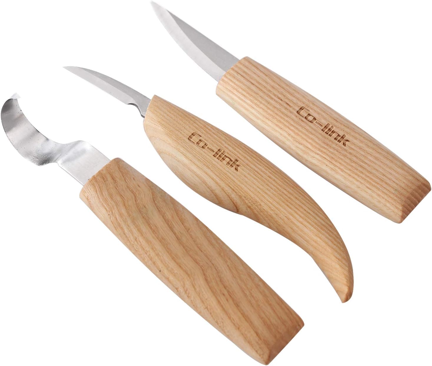 Cuchillo de Gancho de Talla de Madera para tallar cucharas Tazones Kuksa y Tazas, Herramientas de Tallado de Cuchara para diestrus Viene con un compuesto de pulido de cuero y una bolsa de tela