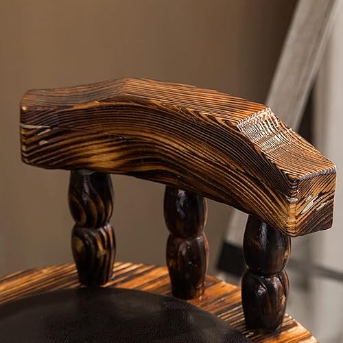 Miniatura 3 de Taburetes de bar giratorios de madera maciza con estilo de tela de altura de mostrador, esponja de resistencia, respaldo cómodo, asiento acolchado