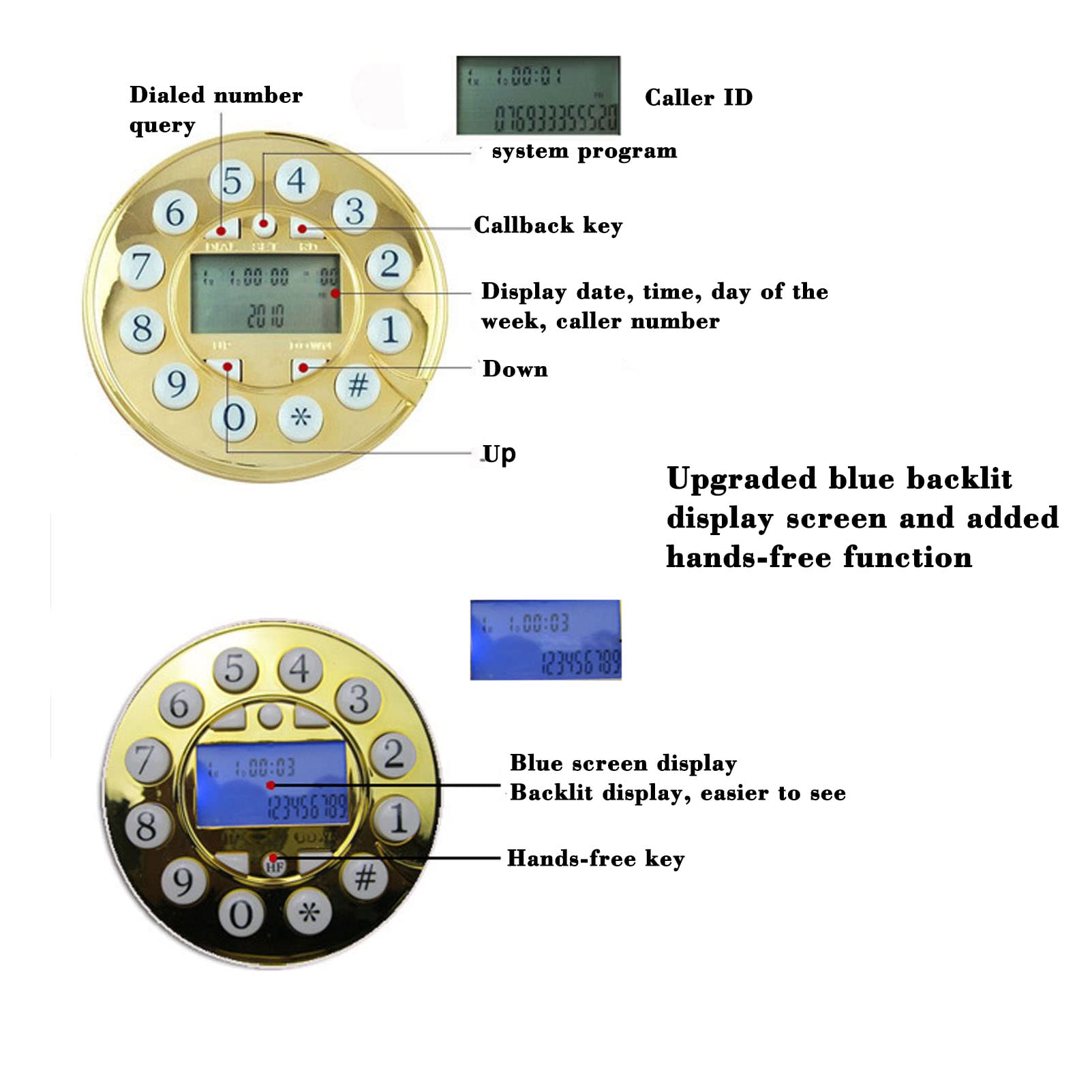 Telefon Styl europejski Dekoracja Sypialnia Dom Retro Telefon Dekoracyjny Telefon Stacjonarny Replika Antyczny Telefon Retro Dom Telefon Domowy Telefon Dekoracyjny(Bruin)