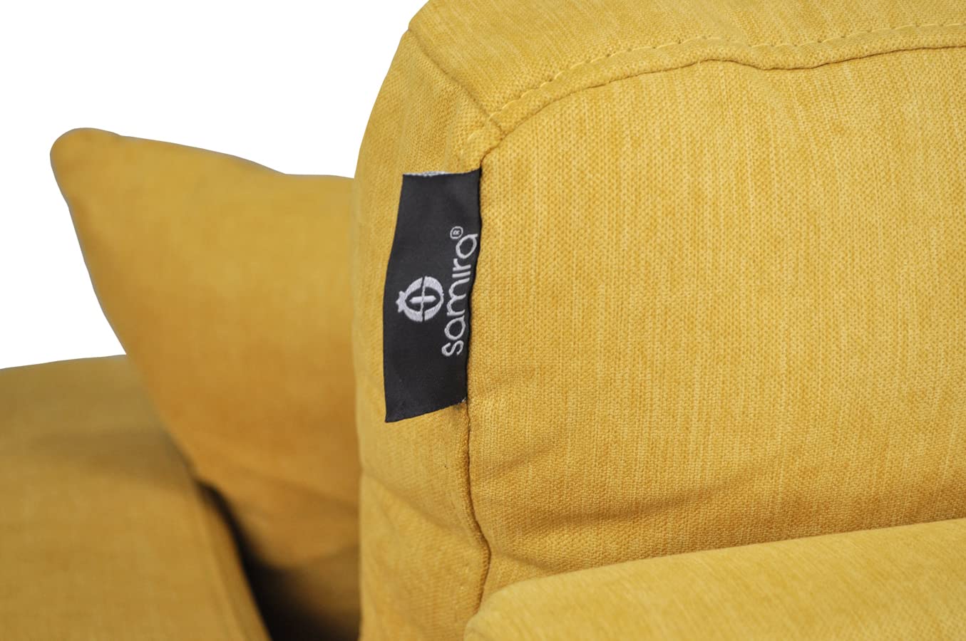 SAMIRA Divano 3 posti in tessuto vellutato giallo piedi in legno mod. Cloe