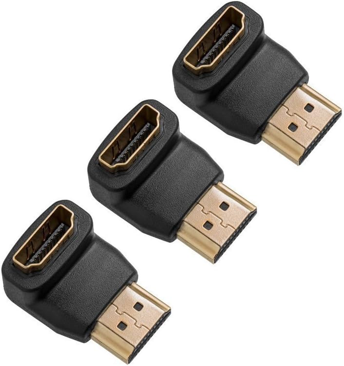 Addmore HDMI 90 Degree Angle Hdmi Connectors Male to Female Adapters-3pcs