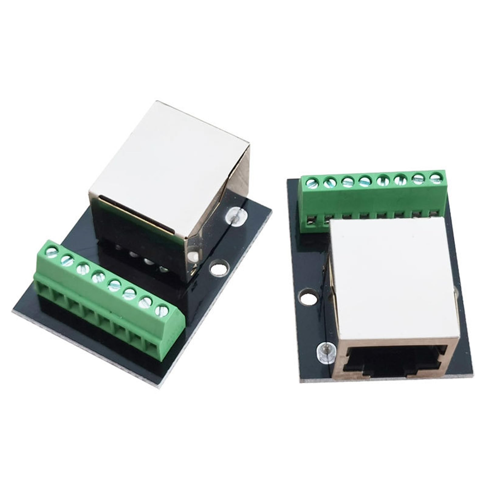 2 pezzi RJ45 8 pin Ethernet Dual Femiblich Terminal Breakout Board,2,54 mm Pitch Doppia presa RJ45, connettore a vite RJ45, doppia presa a 8 pin adattatore (SINGLE BUCHSE)