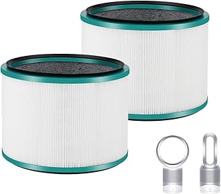 2 Pack HP01 HP02 HEPA Filter Replacement Compatible with Dyson HP01 HP02 DP01 Air Purifier, Premium H13 True HEPA 360° Glass Filter for Dyson Pure Hot Cool Link Desk Purifier, Replaces Part# 968125-03