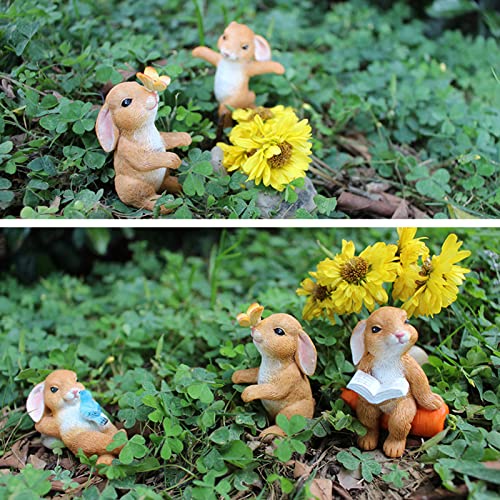 Acessórios de jardim de fadas de formas diferentes para presentes 5 peças coelhos enfeites de resina