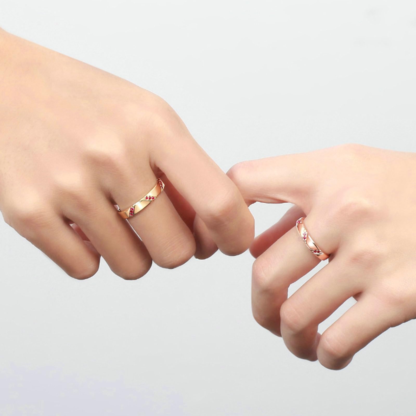 Frauen Ring Silber 925, Verlobungsring Damen Schlichter Streifen Design mit Rund Labor Erstellt Rubin Eheringe Hochzeitsringe Verlobungsringe Trauringe Rosegold