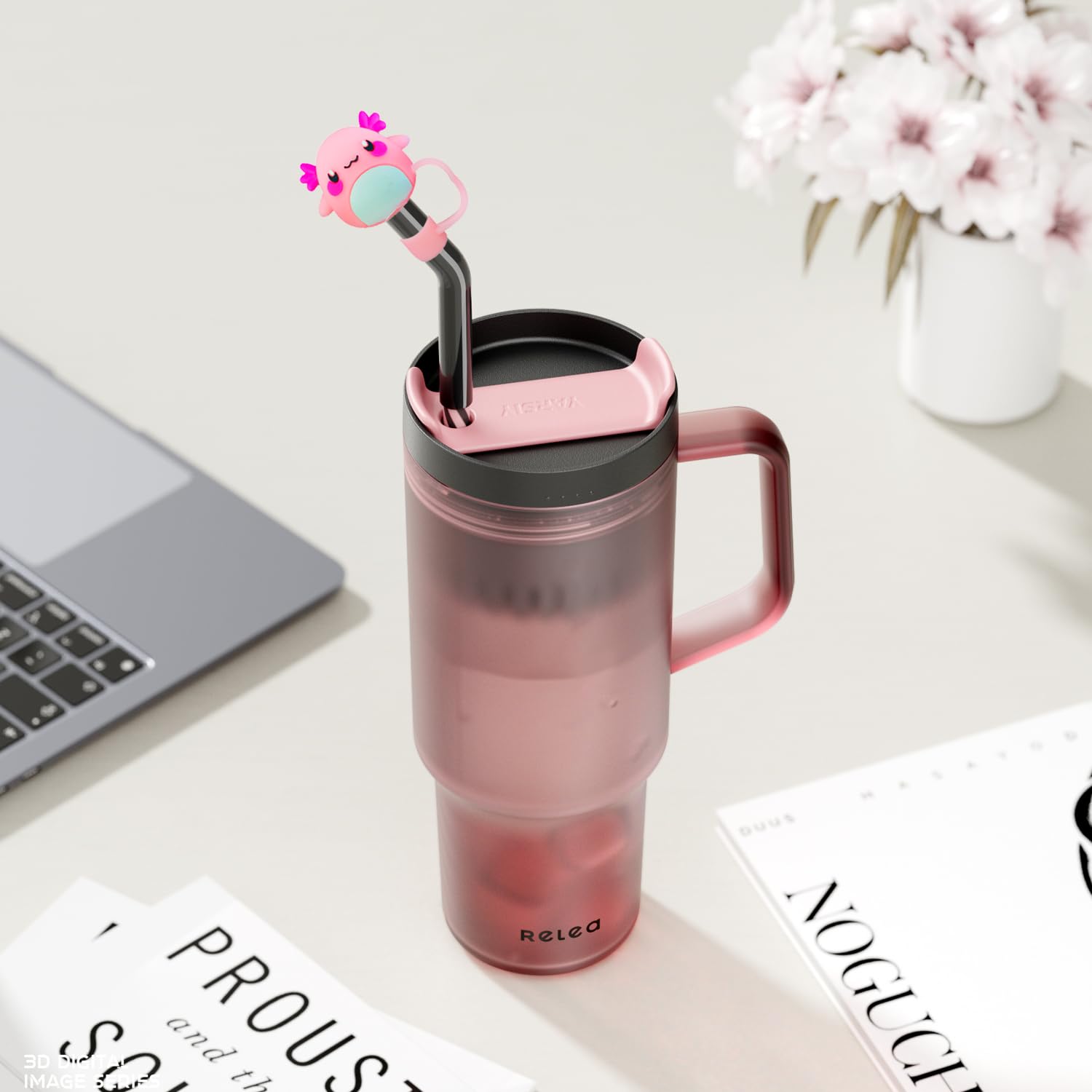 Strohhalm Abdeckungen Für Stanley Cups - 6 Bunte Silikon-Kappen Mit Schleifen-Design