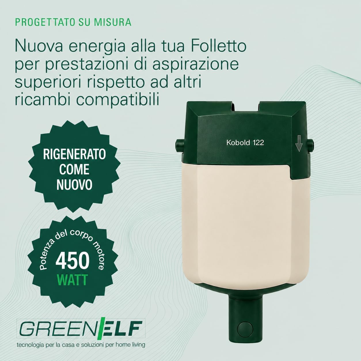 Corpo Motore per Folletto VK122 (RIGENERATO COME NUOVO) - POTENZA 450W - Ricambio per Aspirapolvere VK122 - Installazione Semplice Per Principianti - TESTATO E AFFIDABILE