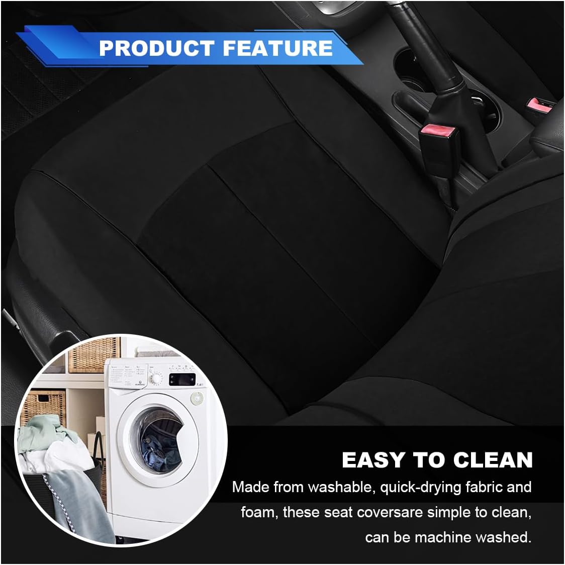 ZIMISI 4PCS Car Front Seat Covers, Comfort Breathable Vehicle Seat Protector Cover, Universal Automotive Interior Accessories for Car, SUV, Truck (Black)