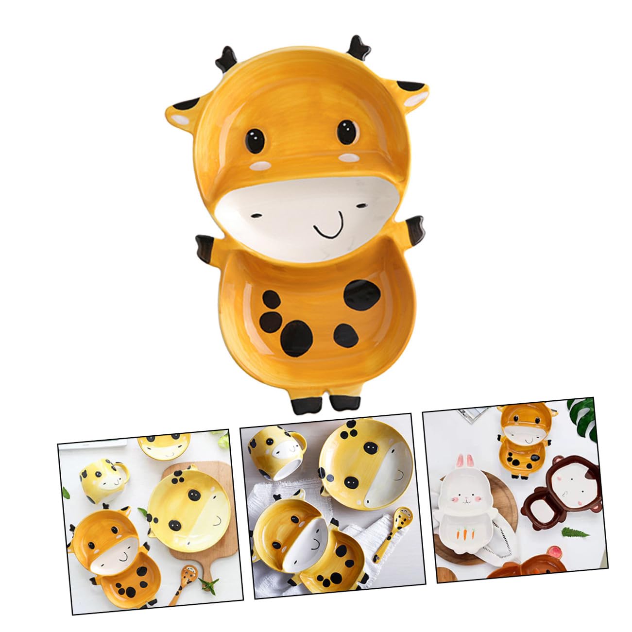 TOYANDONA Unterteilter Keramikteller mit Cartoon Motiven für Kinder