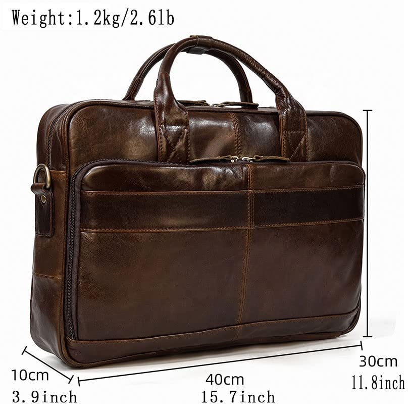 Leather 14 Laptop Bag, Leather Briefcase Satchel Office Work Bag, Business Bag Document Bag3