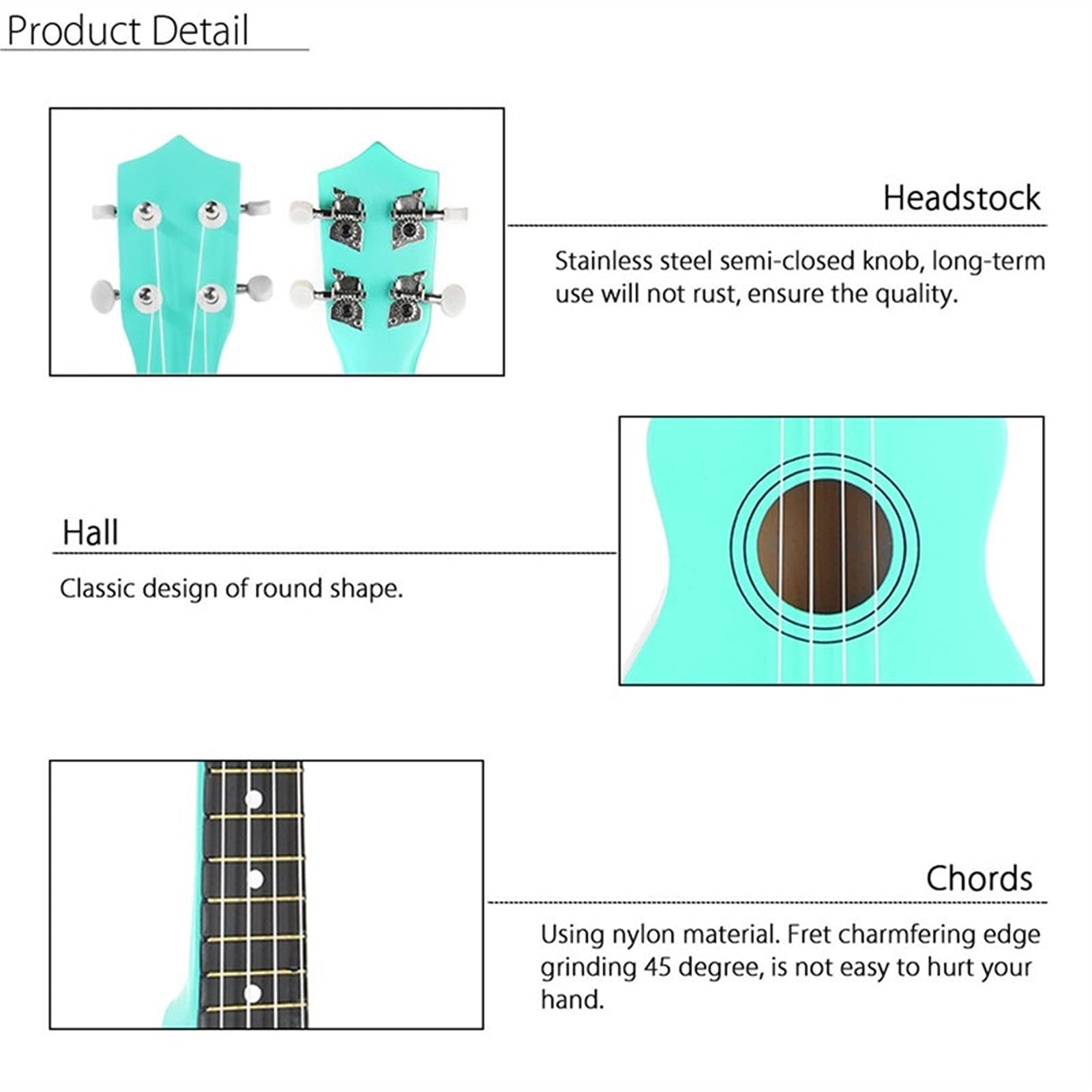 Ukulele koncertowe Początkujący Ukulele 21- calowy Saxophone Ukulele Basswood 4 Struny Hawaiian Guitar Instruments Musical Instruments Ukulele Sopran Gitara z tunerem torby Gig (Color : Green)