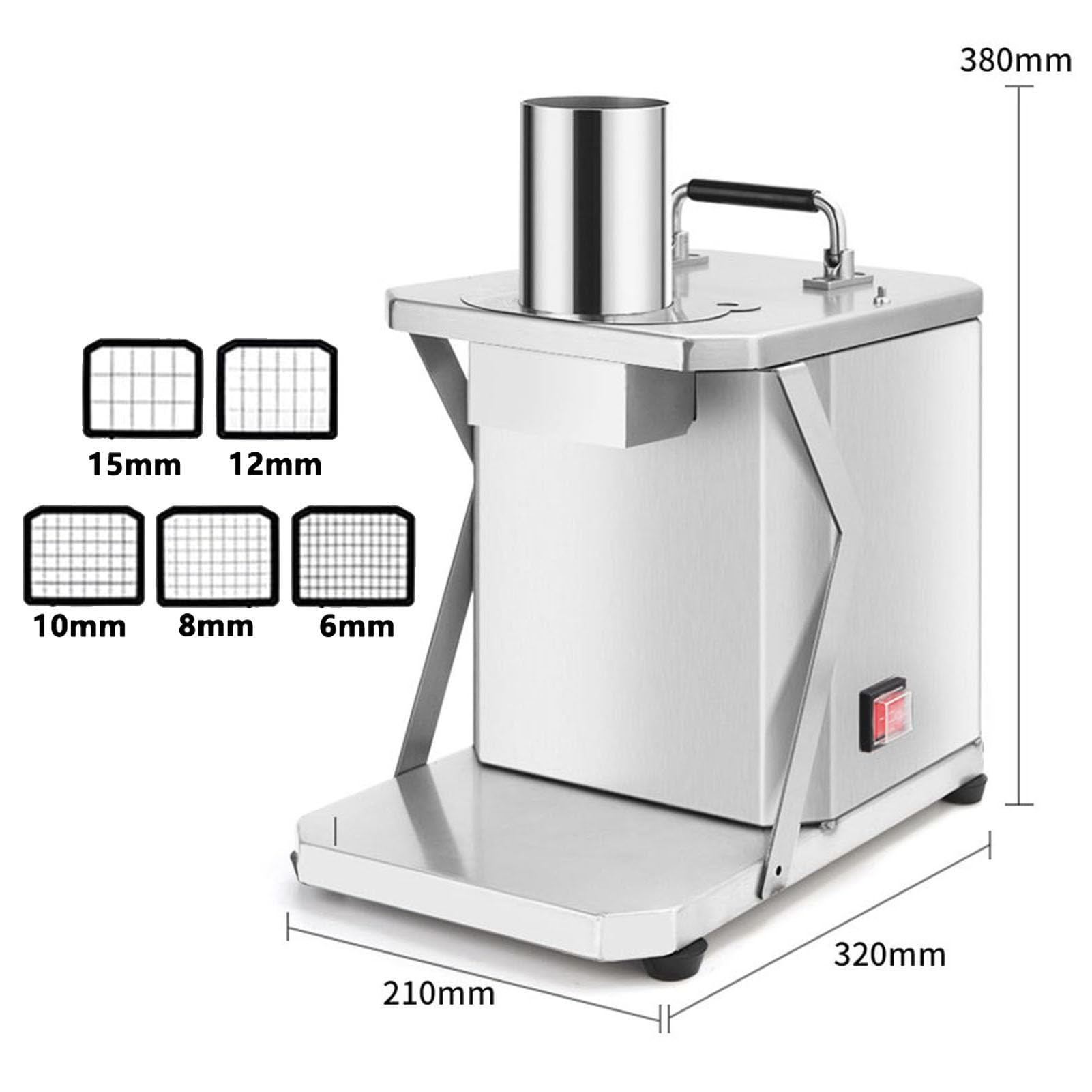 Cortador de Titular de Choque de Vegetales Comercial de 200 W, Cortador de Papa automático de Cebolla, máquina de Cortar Frutas de procesador de Alimentos, con 6/10/10/12/15 mm Cuchillas