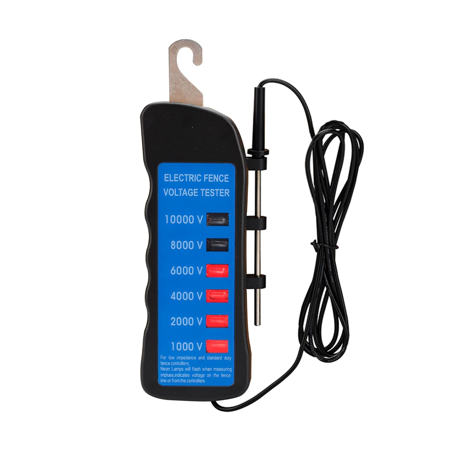 Electric Fence Voltage Tester, 10KV Fence Tester 6 Neon Indicator Lights/Fence Tester for Farms Fault Finder Portable Testing Tool