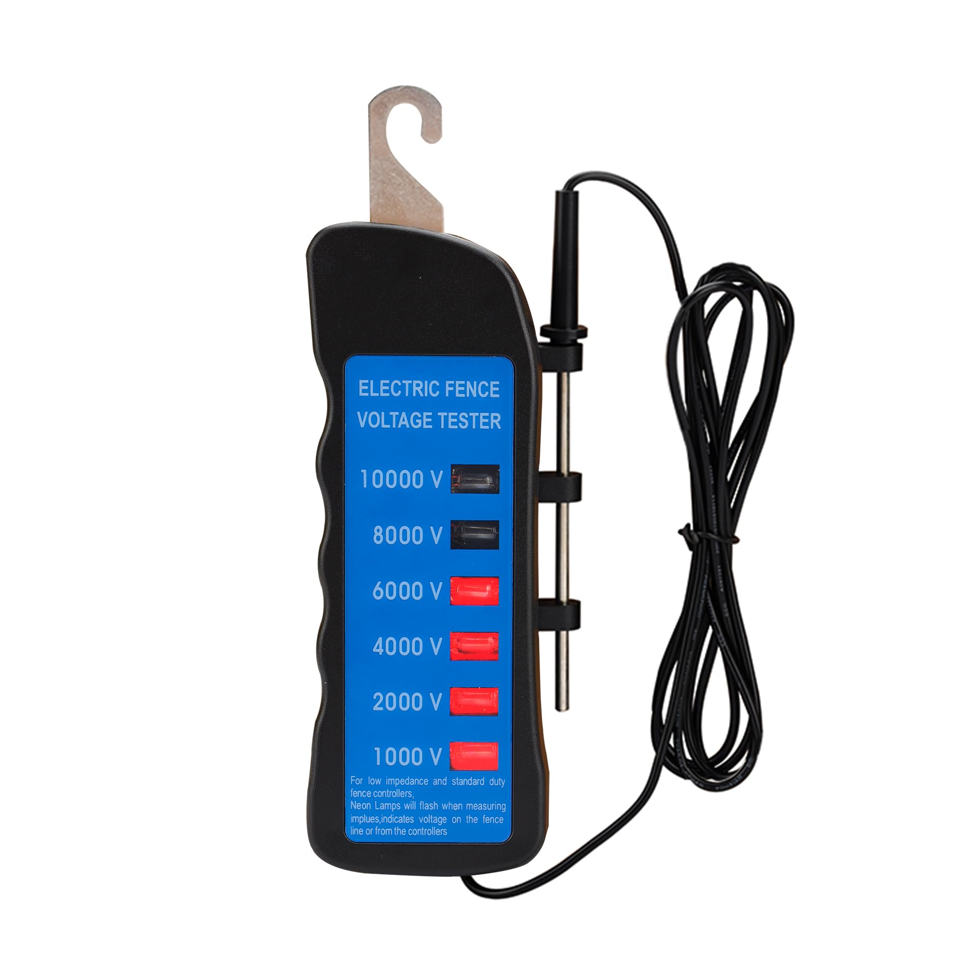 Electric Fence Voltage Tester, 10KV Fence Tester 6 Neon Indicator Lights/Fence Tester for Farms Fault Finder Portable Testing Tool