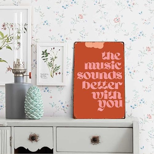 Miniatura 3 de The Music Sounds Better With You Poster Wall Decor Retro Metal Sign Poster for Garage Man Cave Bathroom Bedroom Farm Inspirational Popular Wall Art