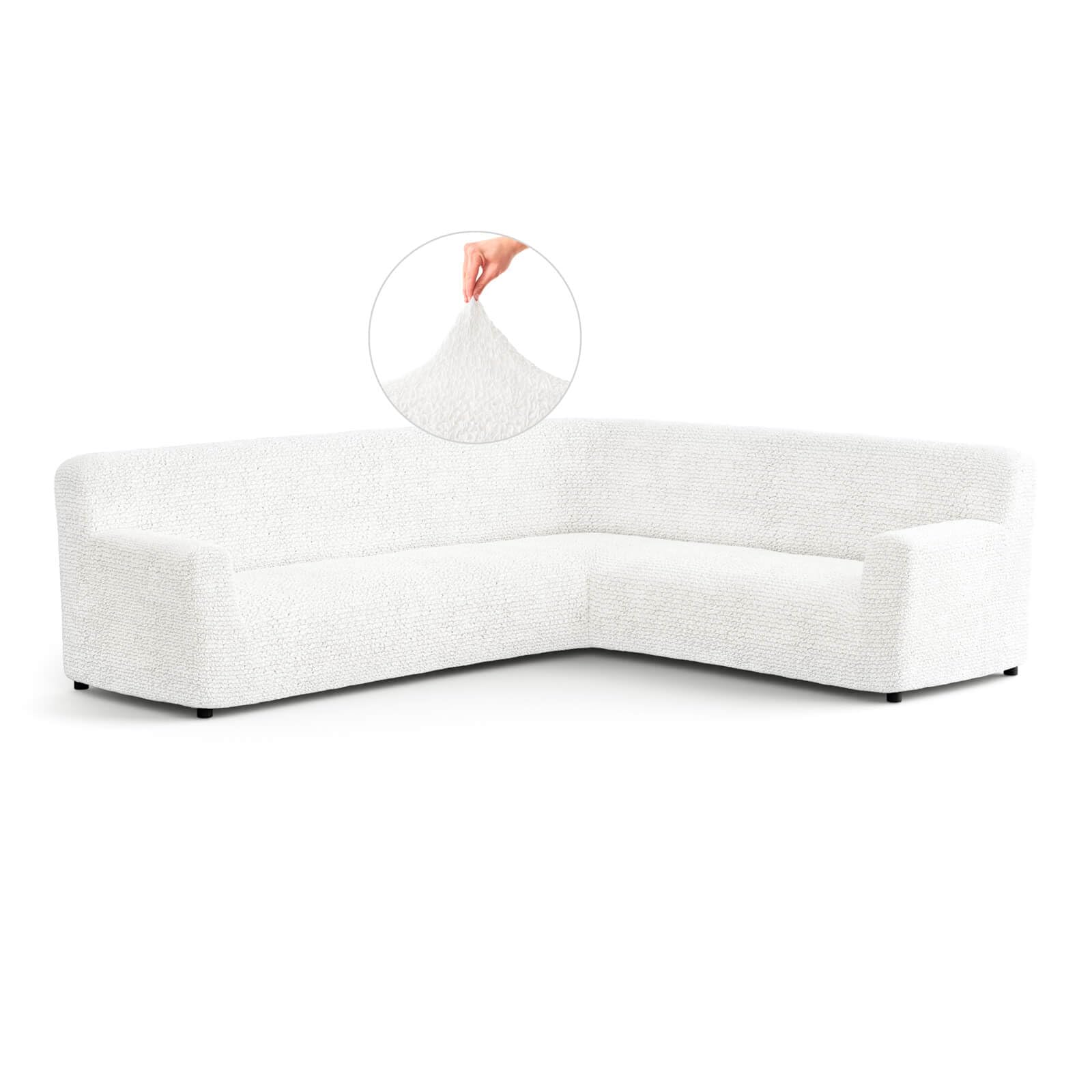 PAULATO - Funda de Sofá Esquinero Microfibra, Tejido Antigarras Lavable a Máquina, Tecnología WavyTech y Certificación Oeko-Tex, Made in Italy - Color Blanco