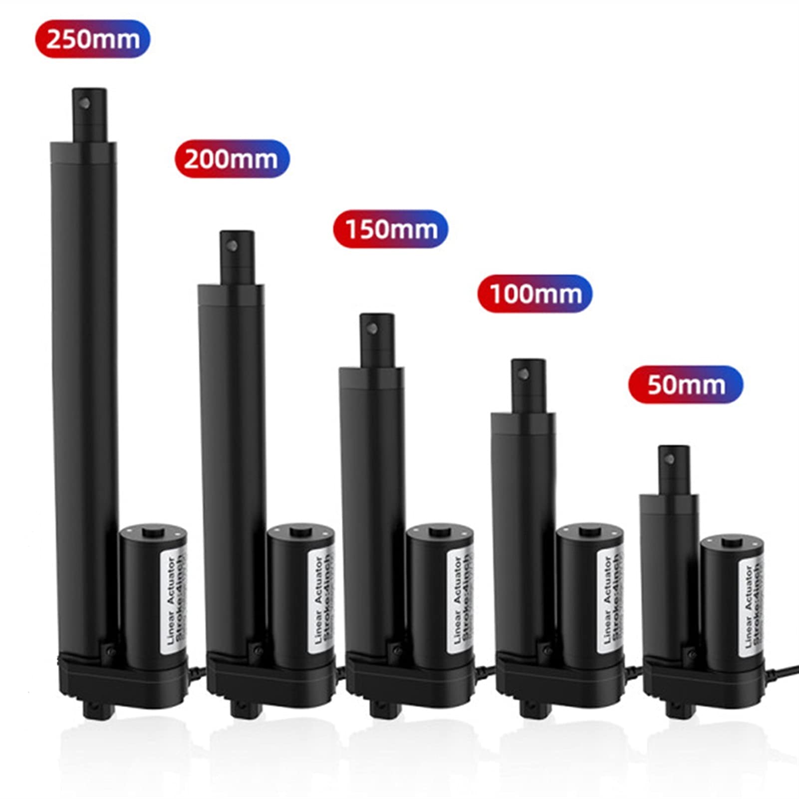 Siłownik liniowy o skoku roboczym, Siłownik liniowy 12 V DC Stop aluminium 900 N Obciążenie 7 mm/s Prędkość 50–250 mm Skok(200mm Stroke,500N 20mm per second)