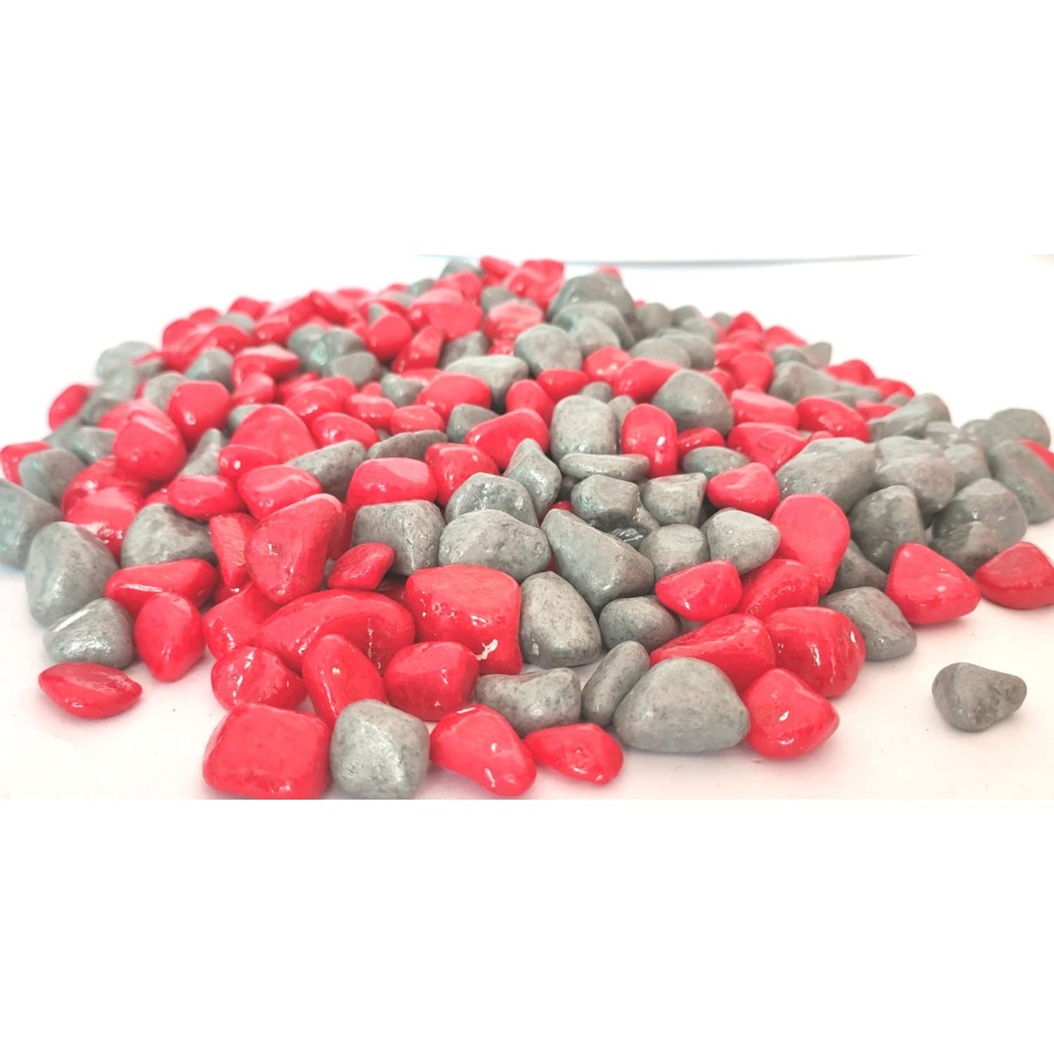 Power Stone Decorative Coloured Painted Asymmetric Marble Stone Pebbles for Vase Filler Plant Pots Aquarium Home Garden Outdoor Decoration (Red & Grey, 1 Kg) (B09GYNGSDP) Amazon Price History, Amazon Price Tracker