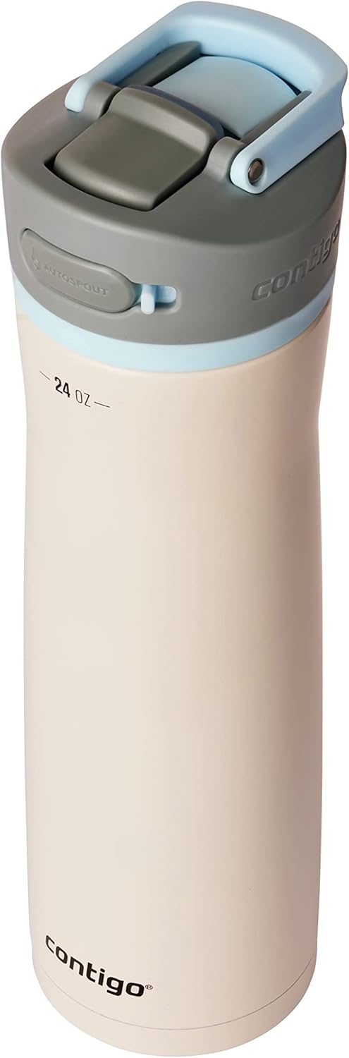 Contigo Wells Chill Stainless Steel Filter Water Bottle with AUTOSPOUT Straw Lid, 24 Oz., Salt