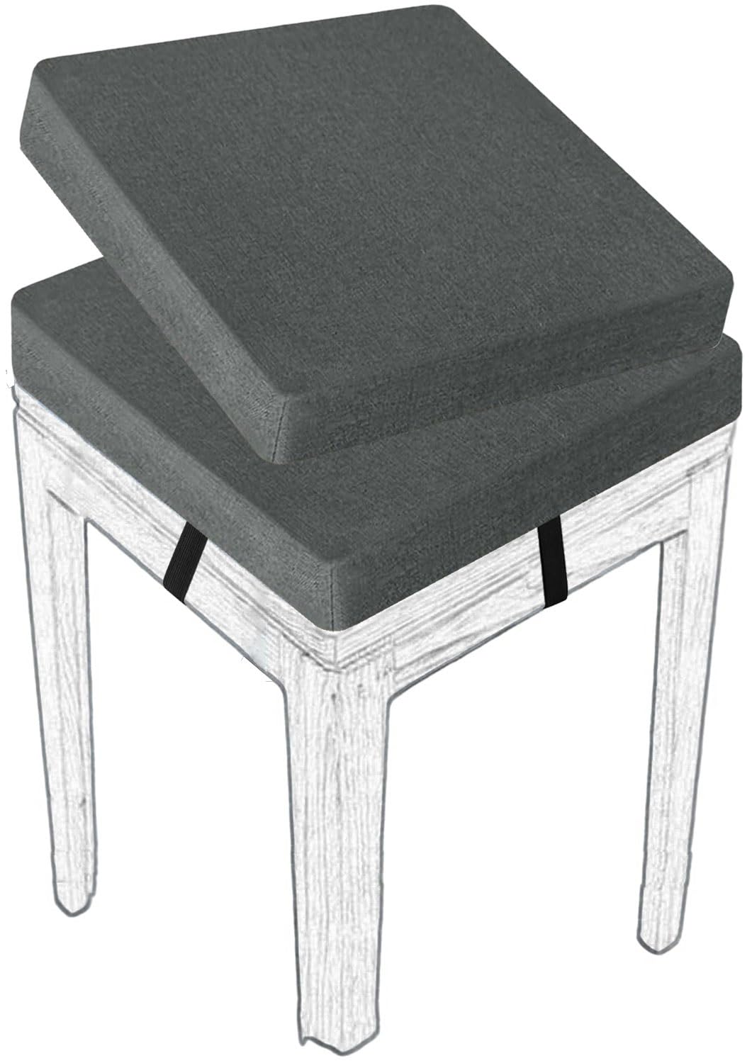 MCNDSI Stools Seat Cushion Square 30/45/35/40/50cm Thick Seat Pad with Ties Anti-Slip Dining Chair Pad with Washable Cover for Indoor,Garden,Kitchen,Bar Chairs,Wooden Chairs(# 5,(2pcs) 25x25x5cm)