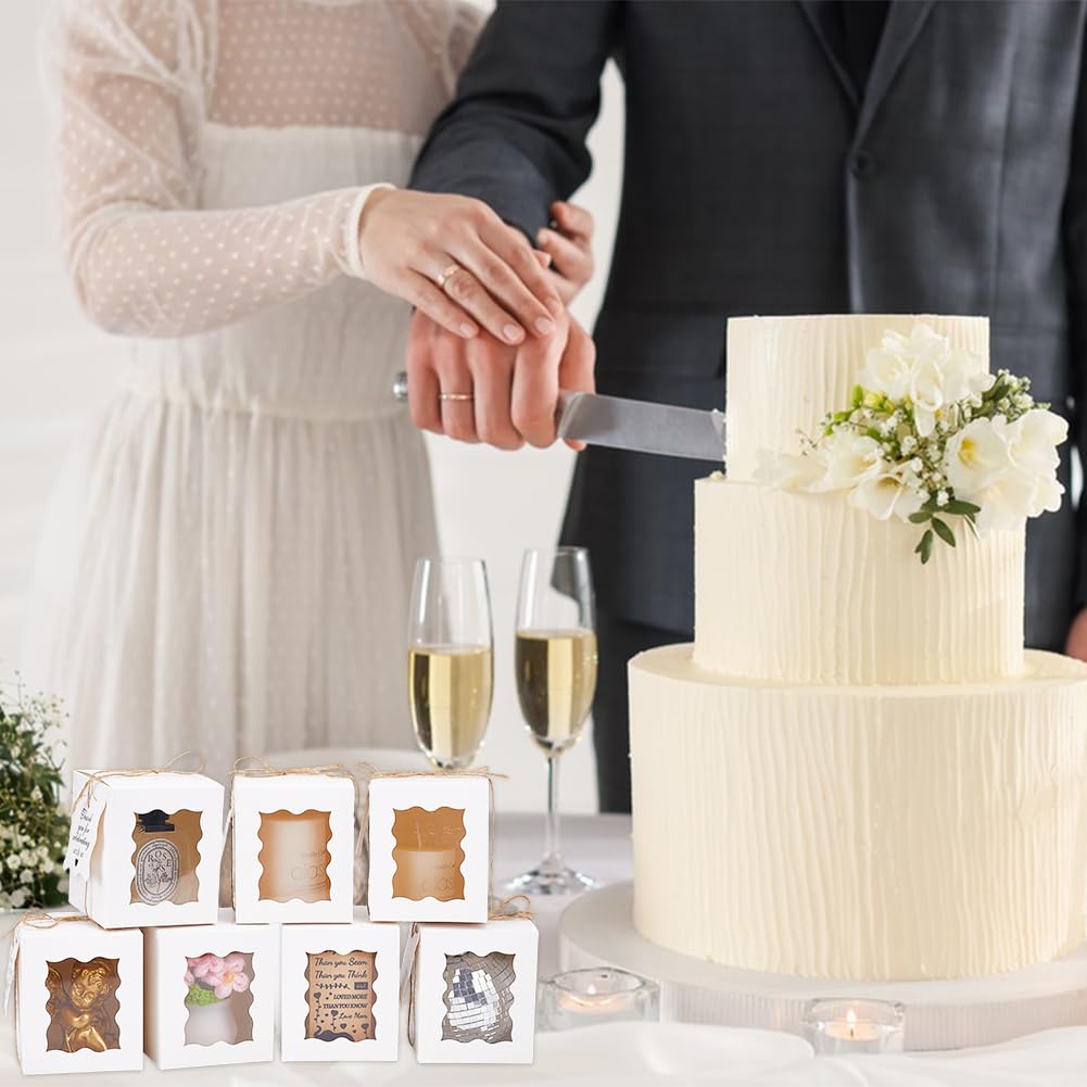 PH PandaHall 12 Scatole Regalo A Forma Di Casa In Cartone Bianco Con Finestra E Nastro – 12.5x12.5x13.5 Cm Per Biscotti, Bomboniere E Dolci - 3